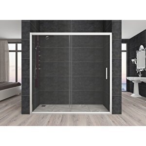 Carmen Temperli 6 Mm Ön Cephe Cam Duşakabin Mat Krom Profil Şeffaf Cam 136 cm