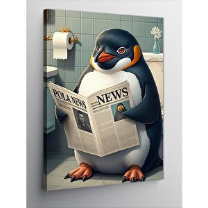 Kanvas Tablo Gazete Okuyan Penguen 50x70 cm