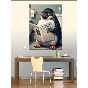 Kanvas Tablo Gazete Okuyan Penguen