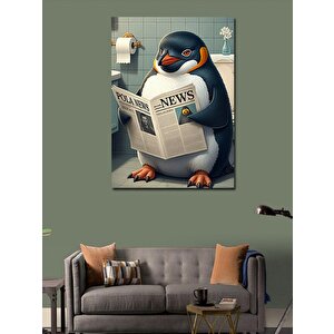 Kanvas Tablo Gazete Okuyan Penguen