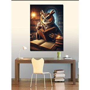 Kanvas Tablo Kitap Okuyan Baykuş 70x100 cm