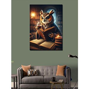 Kanvas Tablo Kitap Okuyan Baykuş 70x100 cm
