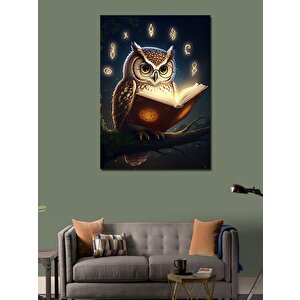 Kanvas Tablo Kitap Okuyan Baykuş 70x100 cm