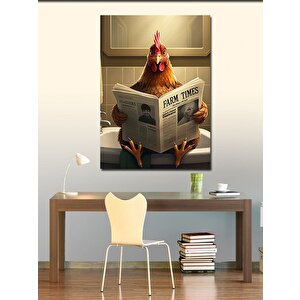 Kanvas Tablo Gazete Okuyan Tavuk 70x100 cm