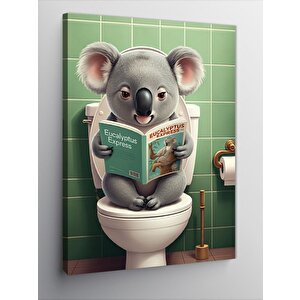 Kanvas Tablo Gazete Okuyan Koala 100x140 cm