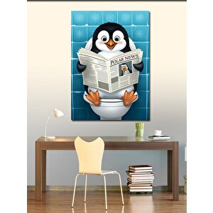 Kanvas Tablo Gazete Okuyan Penguen 100x140 cm