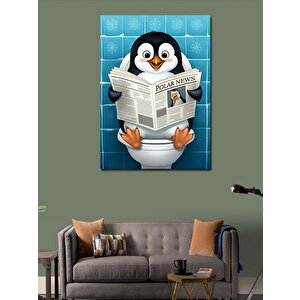 Kanvas Tablo Gazete Okuyan Penguen 100x140 cm