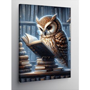 Kanvas Tablo Kitap Okuyan Baykuş 70x100 cm