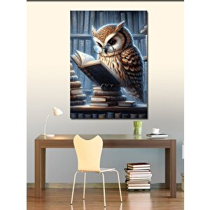 Kanvas Tablo Kitap Okuyan Baykuş 70x100 cm