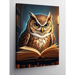 Kanvas Tablo Kitap Okuyan Baykuş 70x100 cm