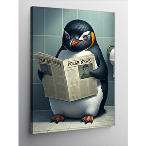 Kanvas Tablo Gazete Okuyan Penguen 50x70 cm