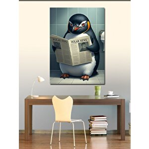Kanvas Tablo Gazete Okuyan Penguen 50x70 cm