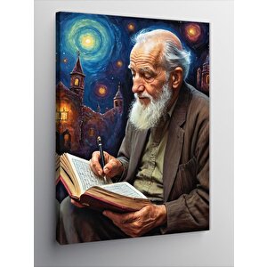 Kanvas Tablo Yaşlı Adam Ve Kitap 50x70 cm