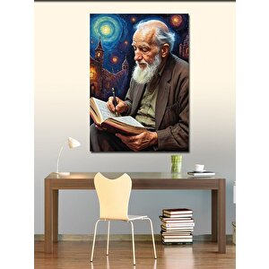 Kanvas Tablo Yaşlı Adam Ve Kitap 50x70 cm