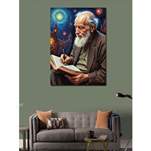 Kanvas Tablo Yaşlı Adam Ve Kitap 50x70 cm