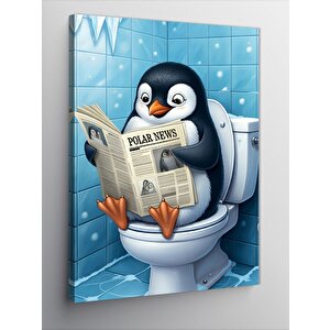 Kanvas Tablo Gazete Okuyan Penguen 70x100 cm