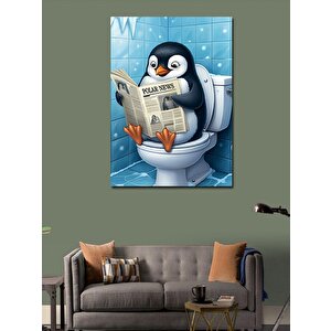Kanvas Tablo Gazete Okuyan Penguen 50x70 cm