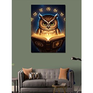 Kanvas Tablo Kitap Okuyan Baykuş 100x140 cm