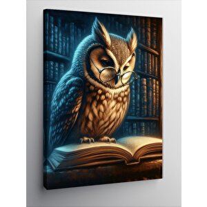 Kanvas Tablo Kitap Okuyan Baykuş 50x70 cm
