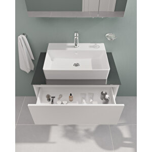 Nuo 67692 Lavabo Dolabı, Parlak Beyaz, Çanak Lavabolu, 80 Cm