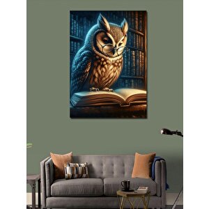 Kanvas Tablo Kitap Okuyan Baykuş 70x100 cm