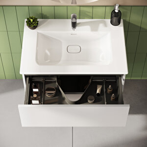 Metropole Pure 67213 Lavabo Dolabı, 2 Çekmeceli, Mat Açık Gri, 80 Cm