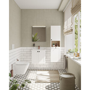 Root Classic 68701 Lavabo Dolabı, Kapaklı, Mat Beyaz, 60 Cm