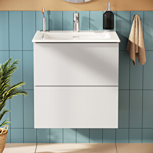 Metropole Pure 67212 lavabo Dolabı, 2 Çekmeceli, Mat Açık Gri, 60 Cm