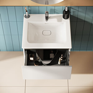 Metropole Pure 67212 lavabo Dolabı, 2 Çekmeceli, Mat Açık Gri, 60 Cm