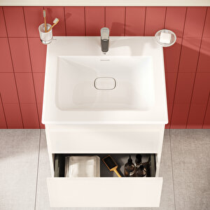 Metropole Pure 67335 Lavabo Dolabı, 2 Çekmeceli, Parlak Beyaz, 60 Cm