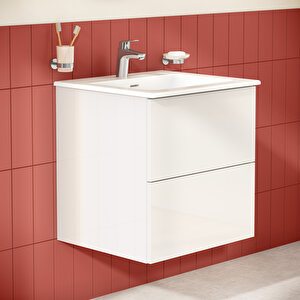 Metropole Pure 67335 Lavabo Dolabı, 2 Çekmeceli, Parlak Beyaz, 60 Cm