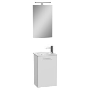 Mia 69576 Banyo Dolabı Seti, Kapaklı, Parlak Beyaz, 40 Cm