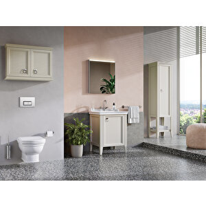 Valarte 62245 Boy Dolabı,mat Fildişi, Krom Kulplu, 55 Cm