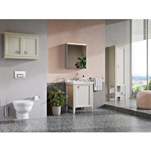 Valarte 62245 Boy Dolabı,mat Fildişi, Krom Kulplu, 55 Cm