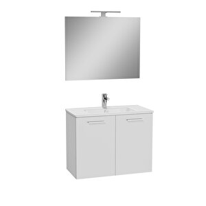 Ardea 69562 Banyo Dolabı Seti Kapaklı, 80 Cm, Parlak Beyaz
