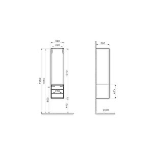 Frame 61257 boy Dolabı, Çekmeceli, 40 Cm, Mat Soft Beyaz