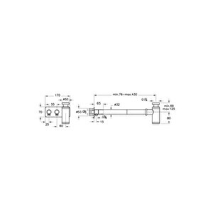 Origin A4515636 Lavabo Sifon Seti, Asimetrik, Rozetli, Mat Siyah
