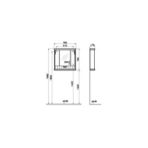 Valarte 62233 Aydınlatmalı Dolaplı Ayna,mat Fildişi, 80 Cm