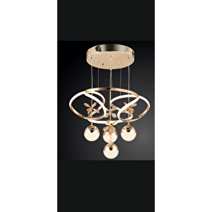 Kollu Helezon 4 Kristal Toplu Led Avize Siyah