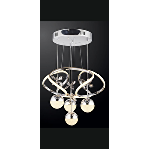 Kollu Helezon 4 Kristal Toplu Led Avize Siyah