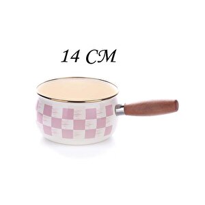 Emaye 3lü Saklama Kızartma Tenceresi 3lü Kavanoz Seti Ve Sos Tavası Pembe Dama Desen