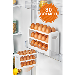 3 Katlı 30 Bölmeli Buzdolabı İçi Yumurtalık Organizeri Mit1094