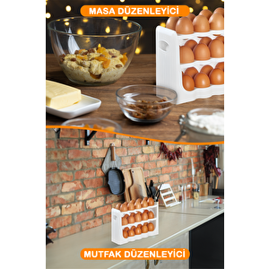 3 Katlı 30 Bölmeli Buzdolabı İçi Yumurtalık Organizeri Mit1094