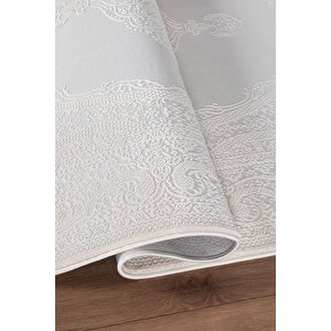 Bienal Vl Saçaklı Modern Dokuma Halı,yüksek Kalite Oturma Odası,salon,mutfak Halısı 8654a-krem 120x180 cm