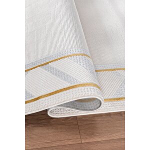 Bienal Vl Saçaklı Modern Dokuma Halı,yüksek Kalite Oturma Odası,salon,mutfak Halısı 8664a-sarı 150x233 cm