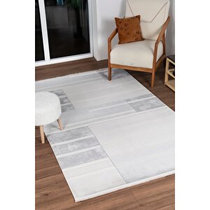 Bienal Vl Saçaklı Modern Dokuma Halı,yüksek Kalite Oturma Odası,salon,mutfak Halısı 8701a-gri 80x300 cm