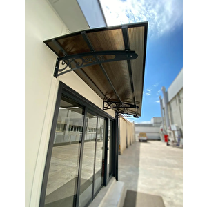 Metal Sundurma Lazer Kesim Antrasit Gri Metal Ayak 10 Mm Siyah Polikarbon Lale Model 250x100 Cm