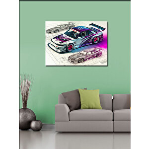 Kanvas Tablo Teknik Spor Araba Çizimi 50x70 cm