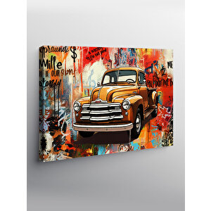 Kanvas Tablo Grafitili Nostaljik Araba 70x100 cm