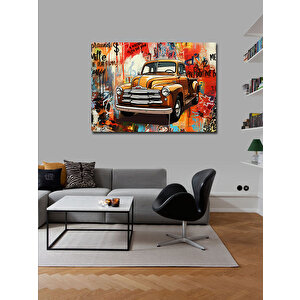Kanvas Tablo Grafitili Nostaljik Araba 70x100 cm